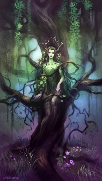 Dryad in tree